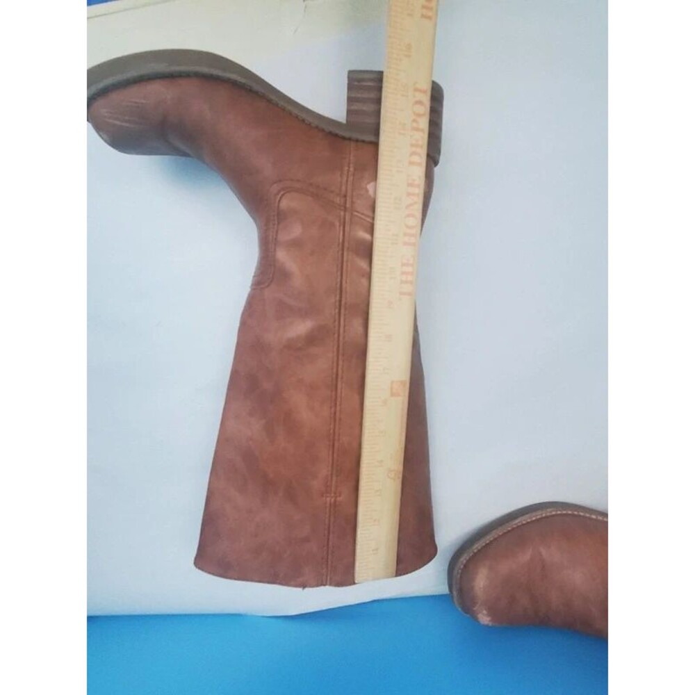 Frye and Co Miranda Brown Faux Leather Knee High Riding Boots Size 9M READ - Picture 11 of 16
